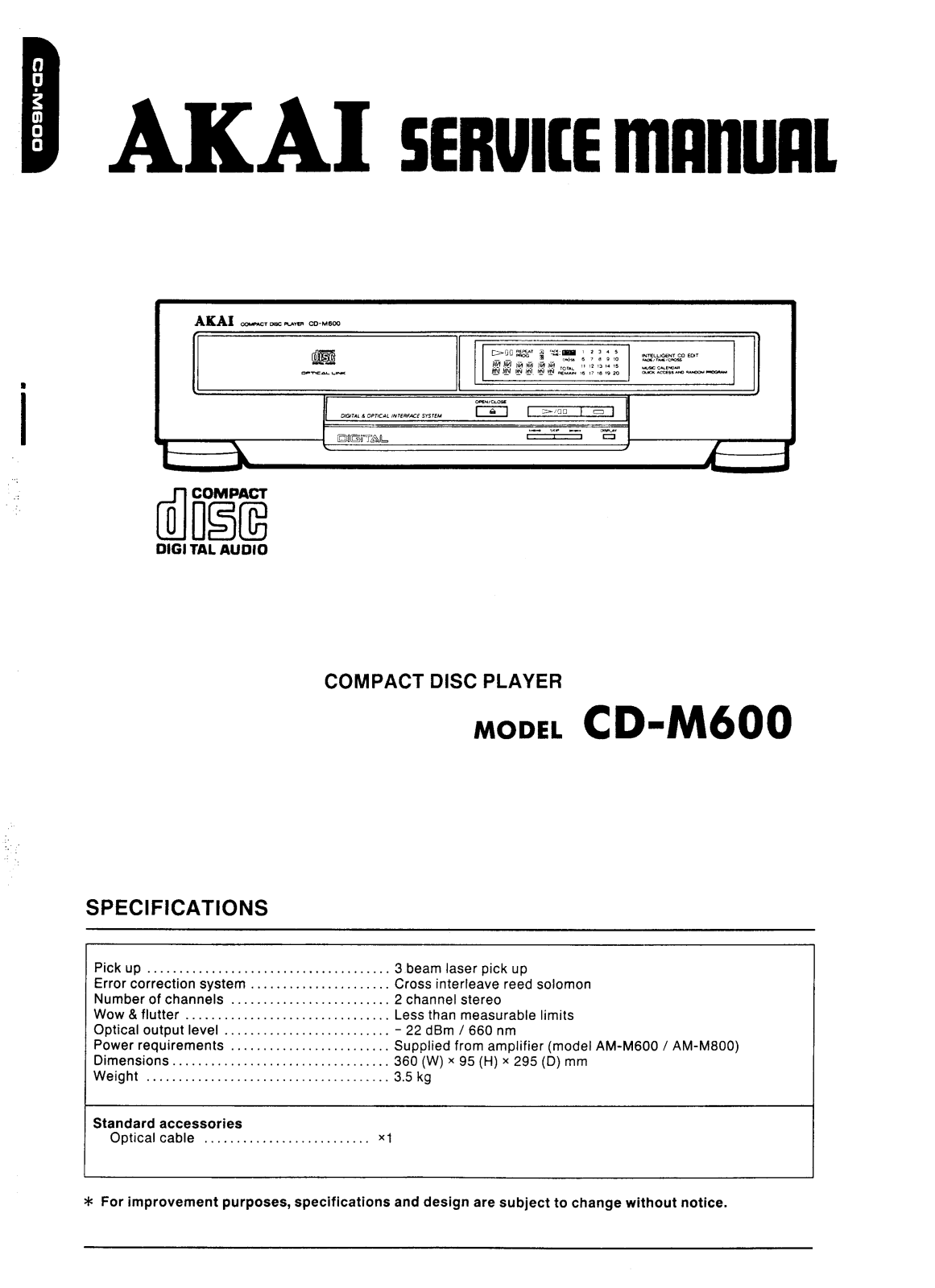 Akai CDM-600 Service manual