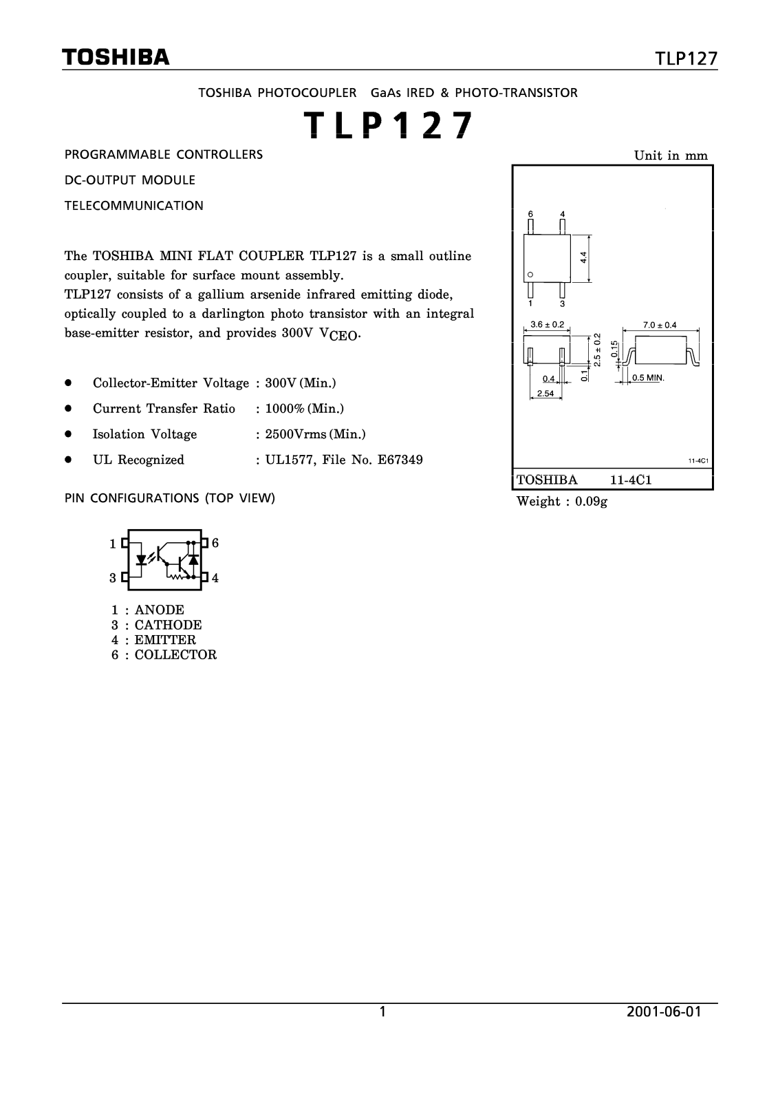 Toshiba TLP127 Datasheet