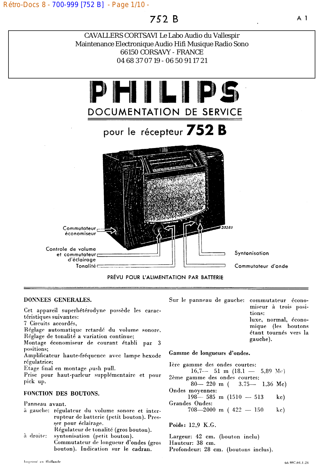 Philips 752 b Datasheet - ManualMachine.com