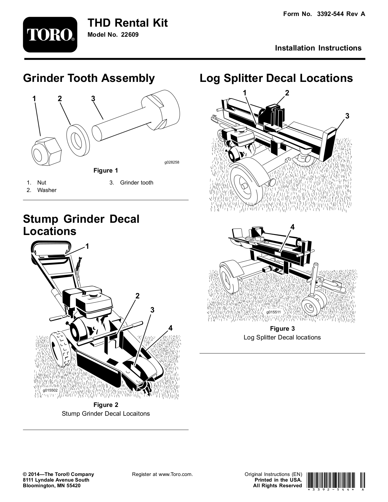 Toro 22609, 22617 Installation Instructions