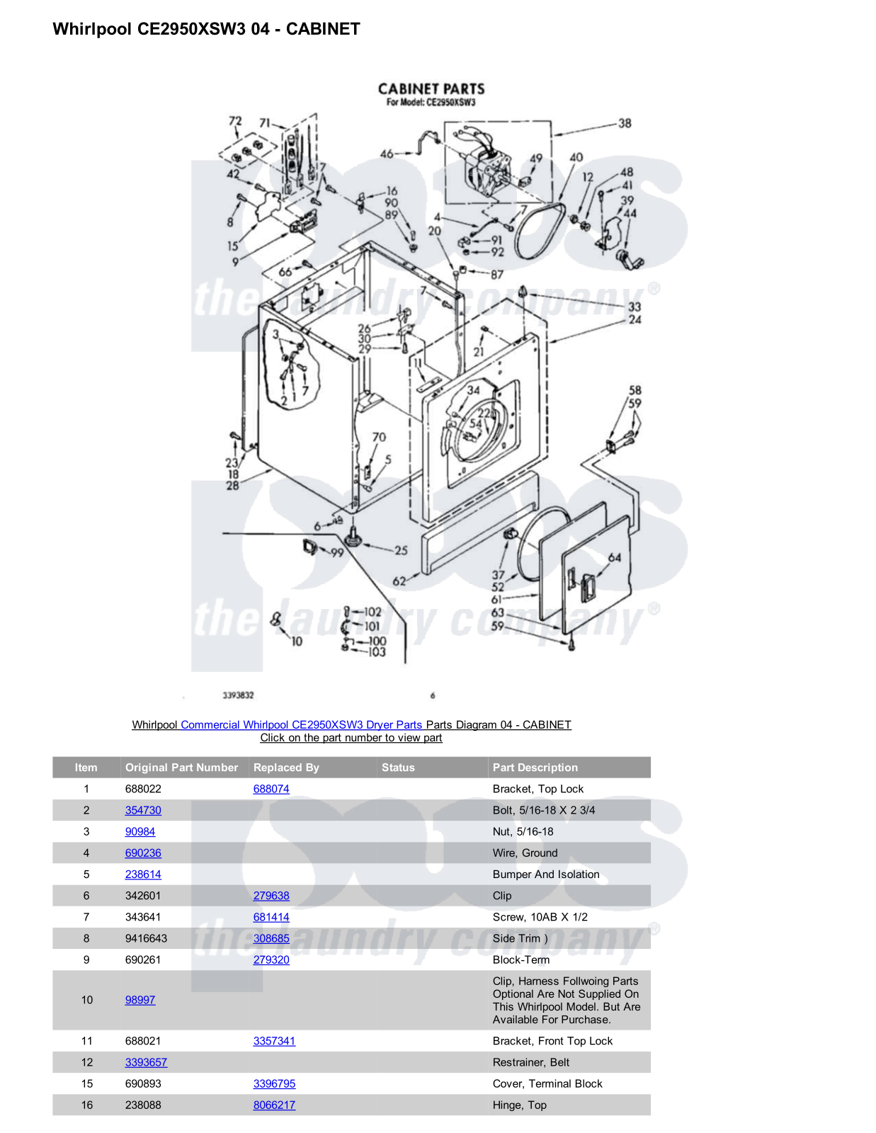 Whirlpool CE2950XSW3 Parts Diagram