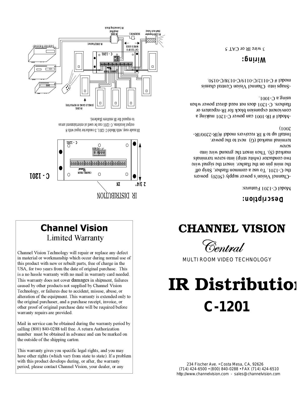 Channel Vision C-1201 User Manual