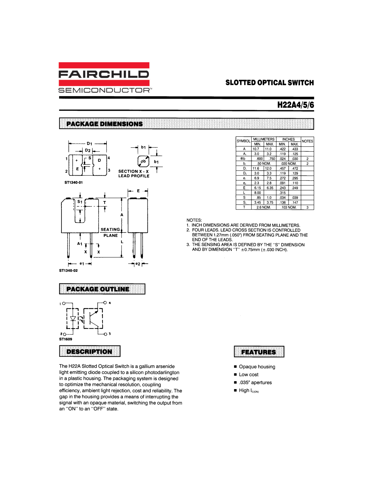 Fairchild Semiconductor H22A5, H22A4, H22A6 Datasheet