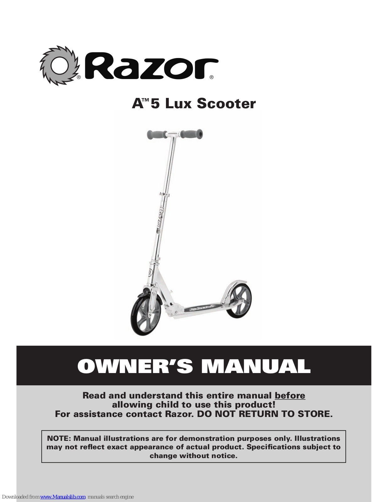 Razor A 5 Lux Scooter, A 5 Lux Owner's Manual