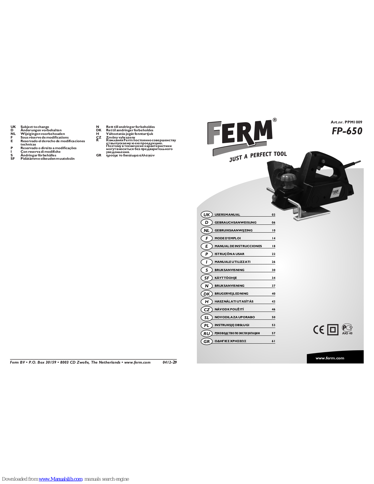 Ferm FP-650 User Manual