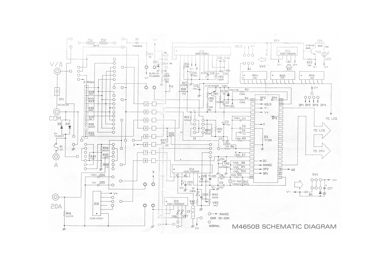 Metex M4650B Cirquit Diagram