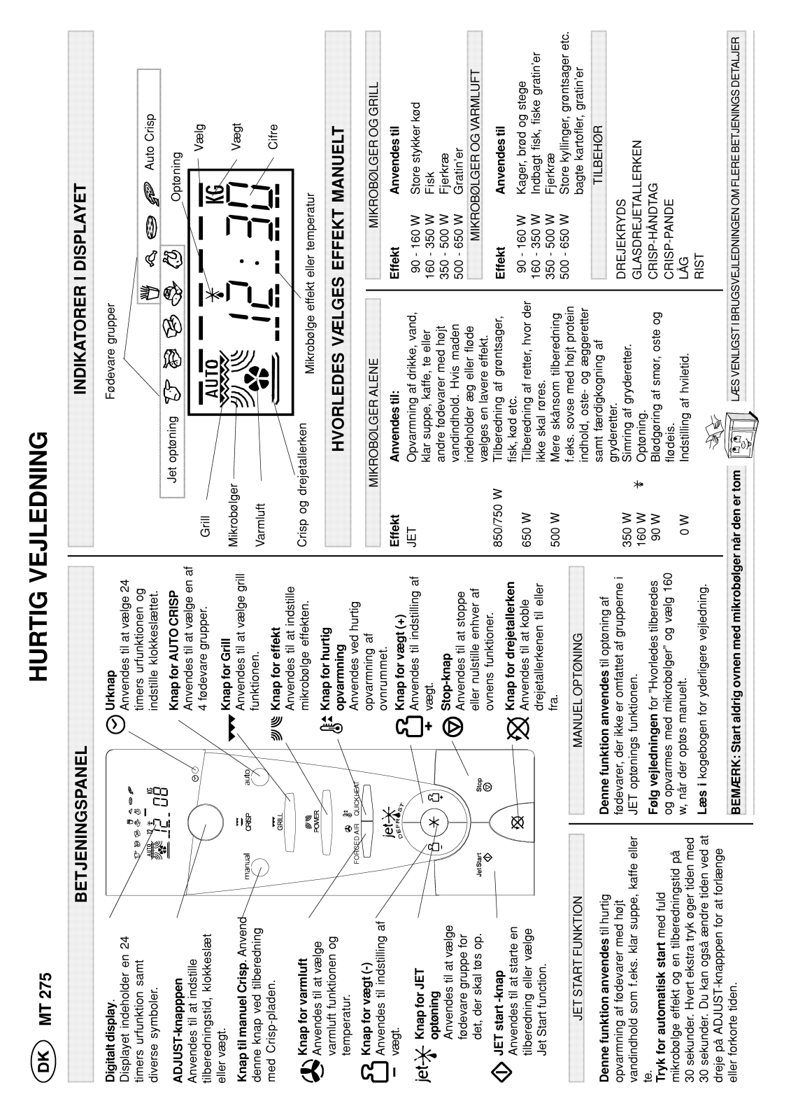 Whirlpool MT 275 / ALUMINIUM, MT 275/BL User Manual