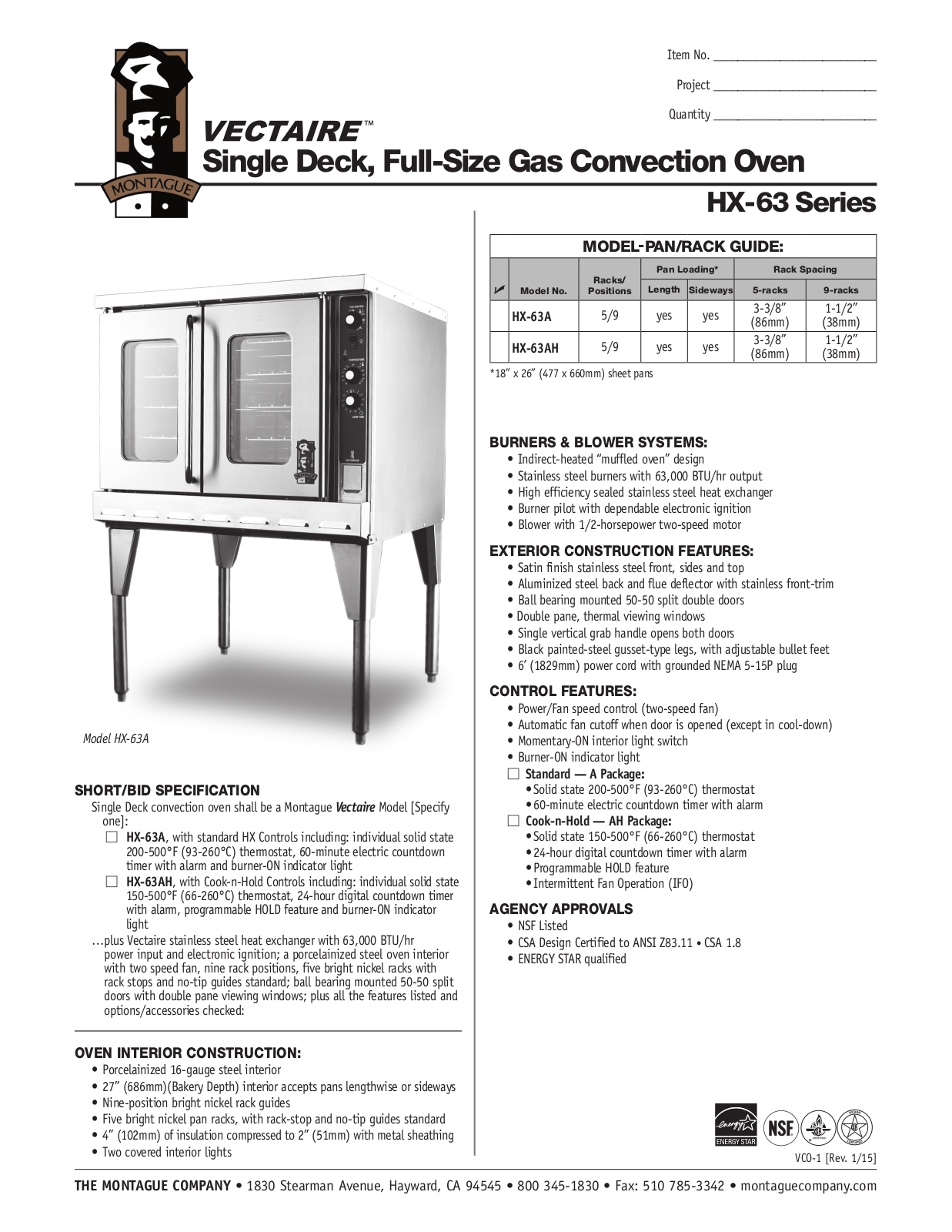 Montague HX-63A User Manual