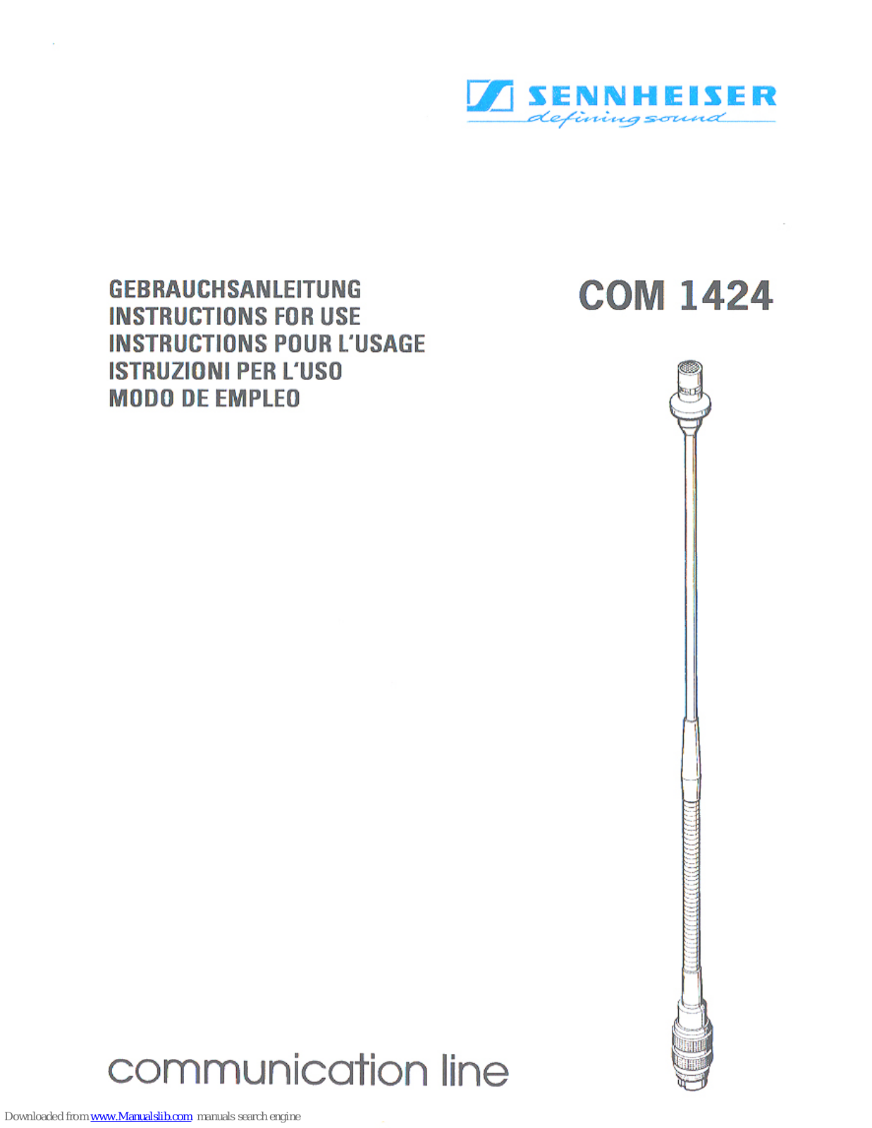 Sennheiser COM 1424,COM 1424 Instructions For Use Manual