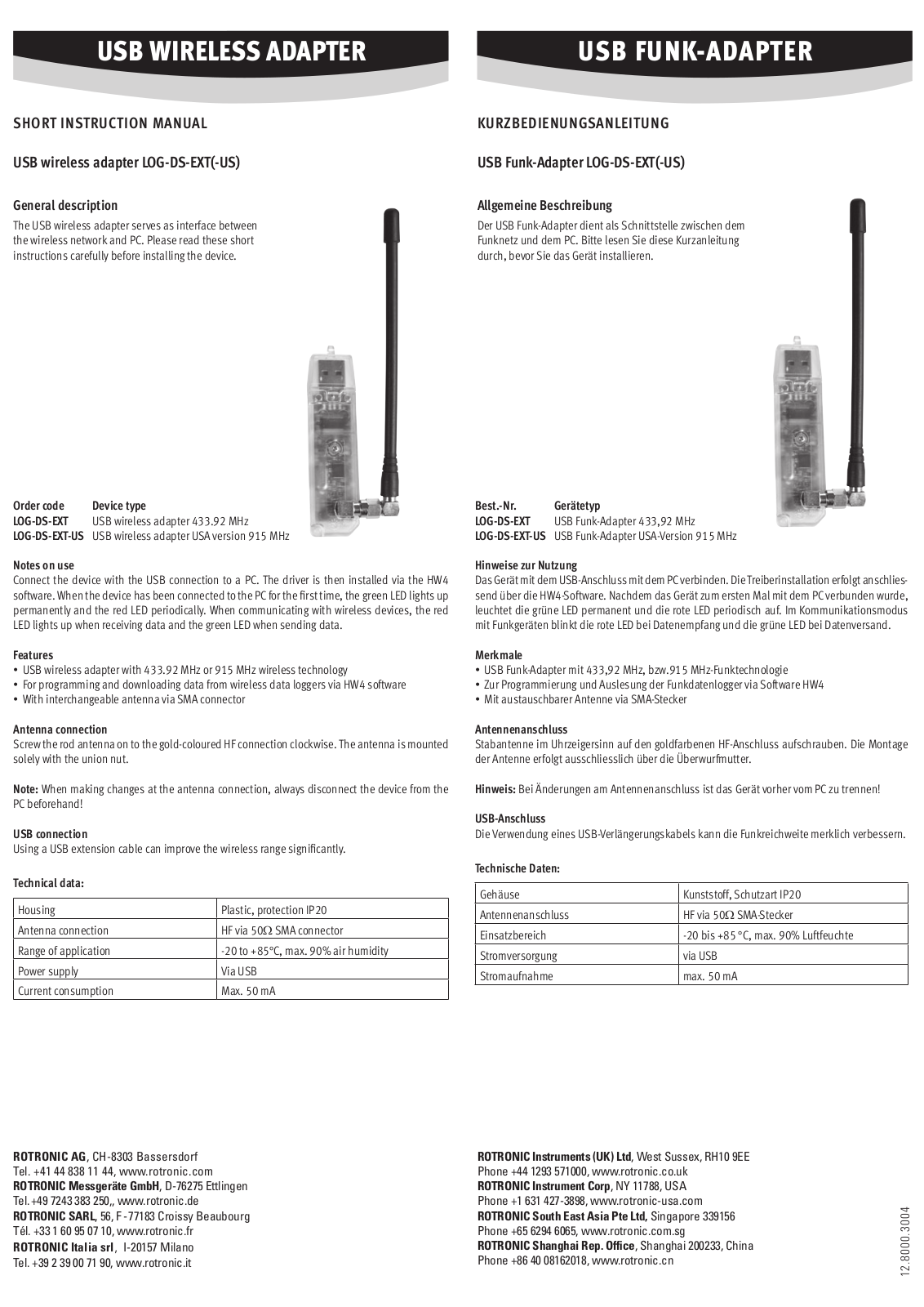 ROTRONIC LOG-HC2-DS-EXT User Manual