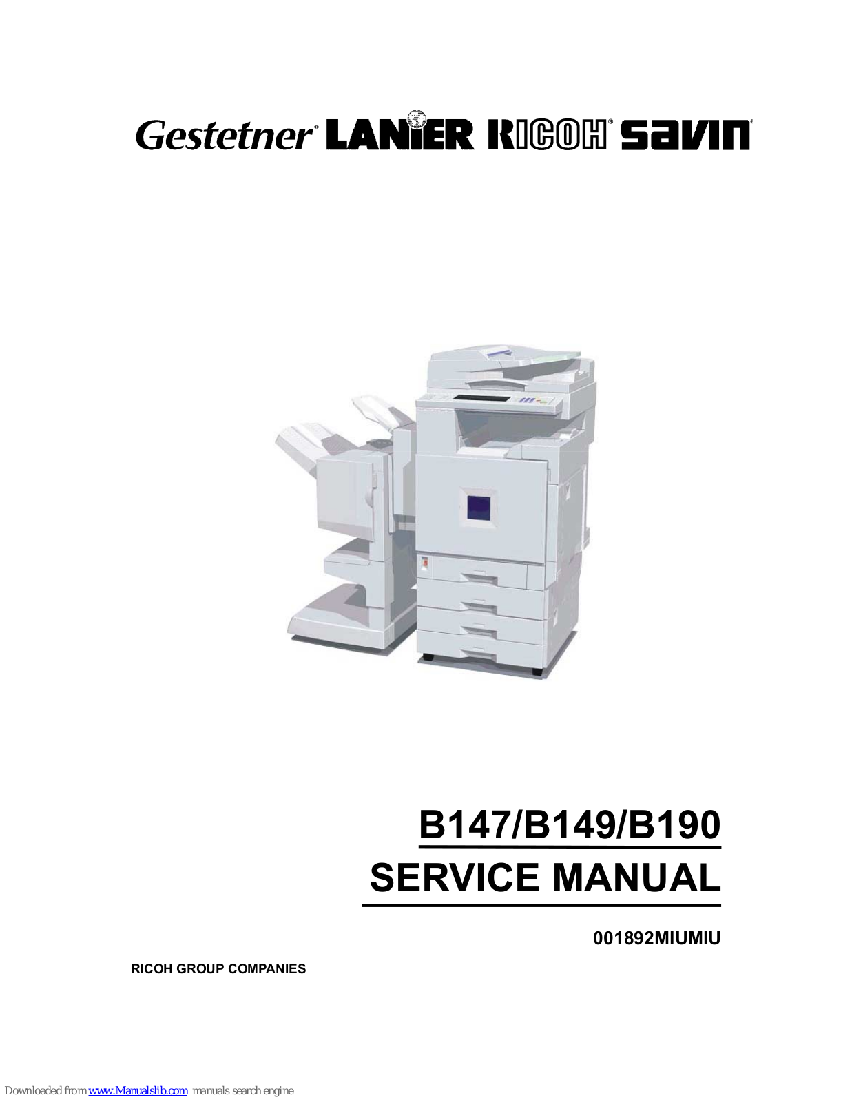 Gestetner B147, B149, B190 Service Manual