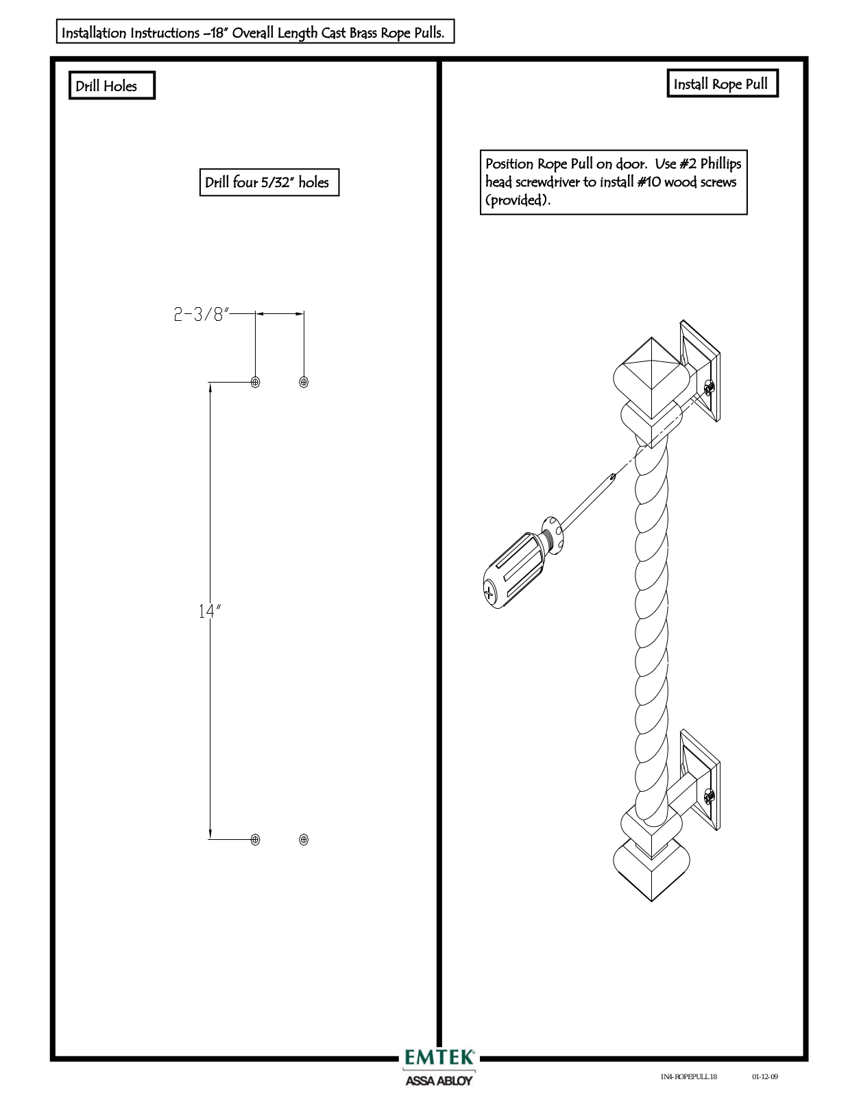 Emtek Brass 18-24-Inch Rope Pull User Manual