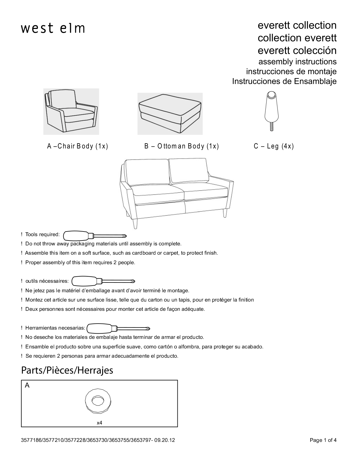 West Elm Everett Collection Assembly Instruction