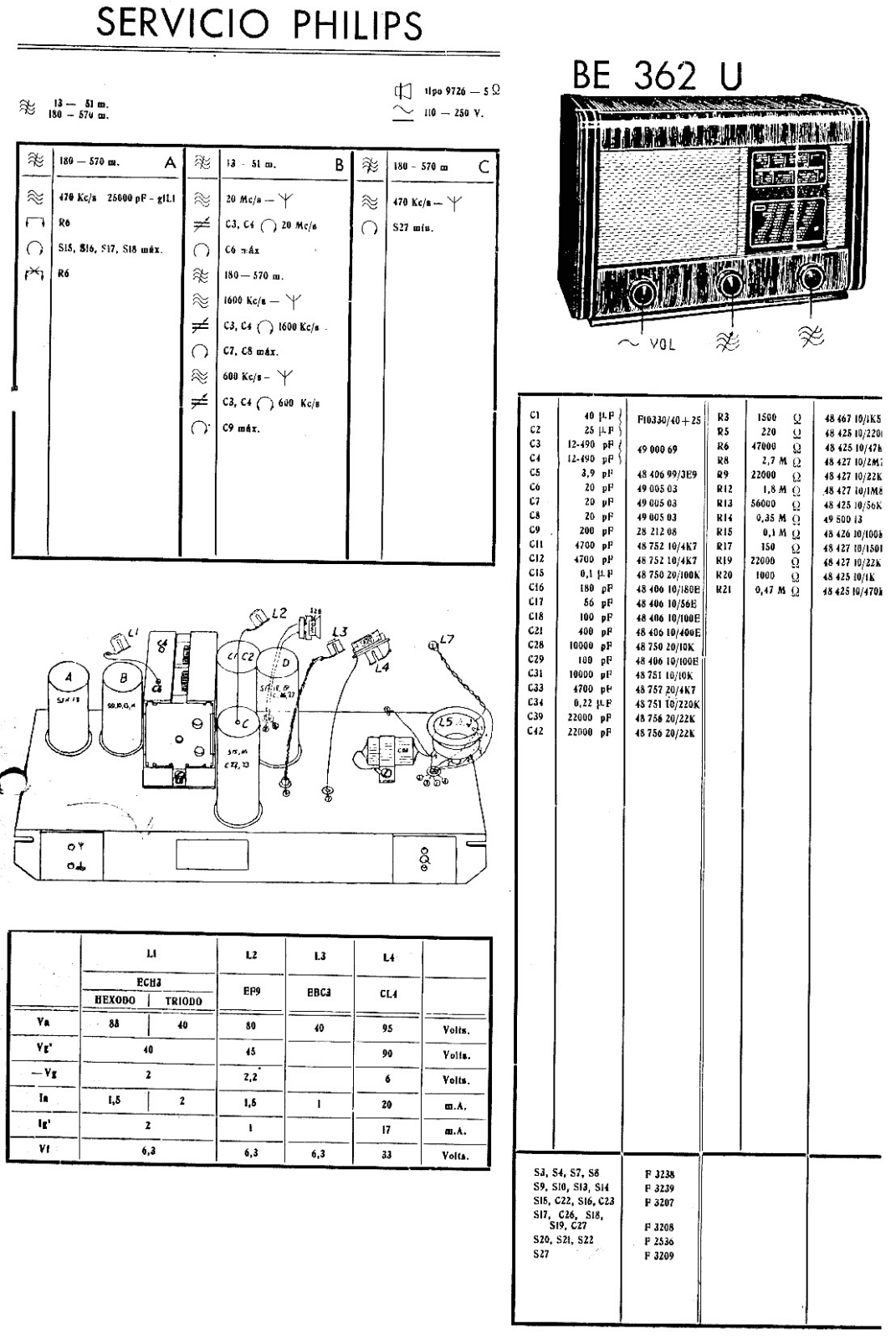 Philips BE-362-U Schematic