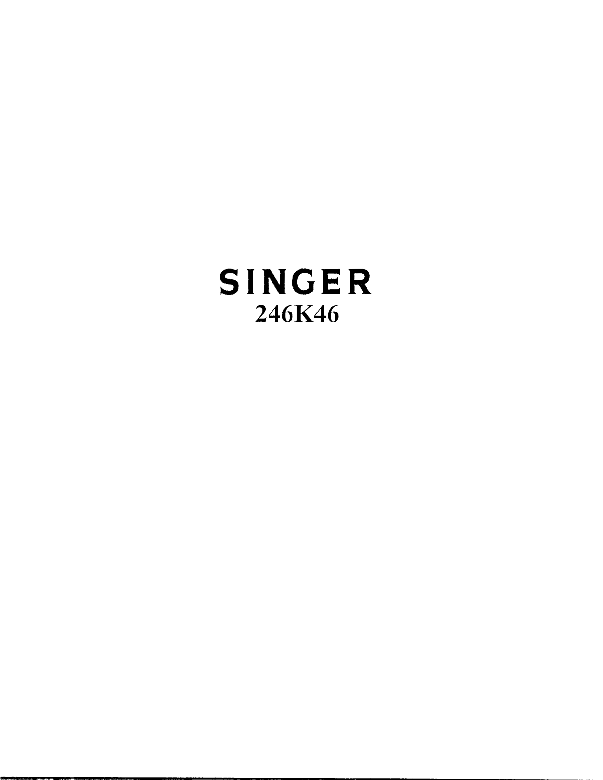 Singer 246K46 Service Manual