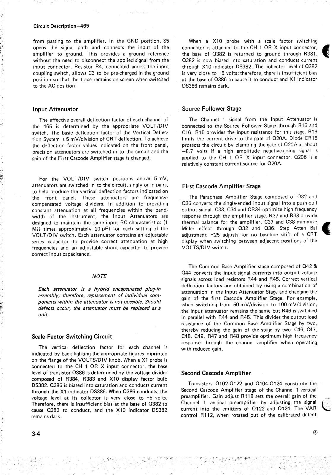 Tektronix 465 OPERATING INFORMATION