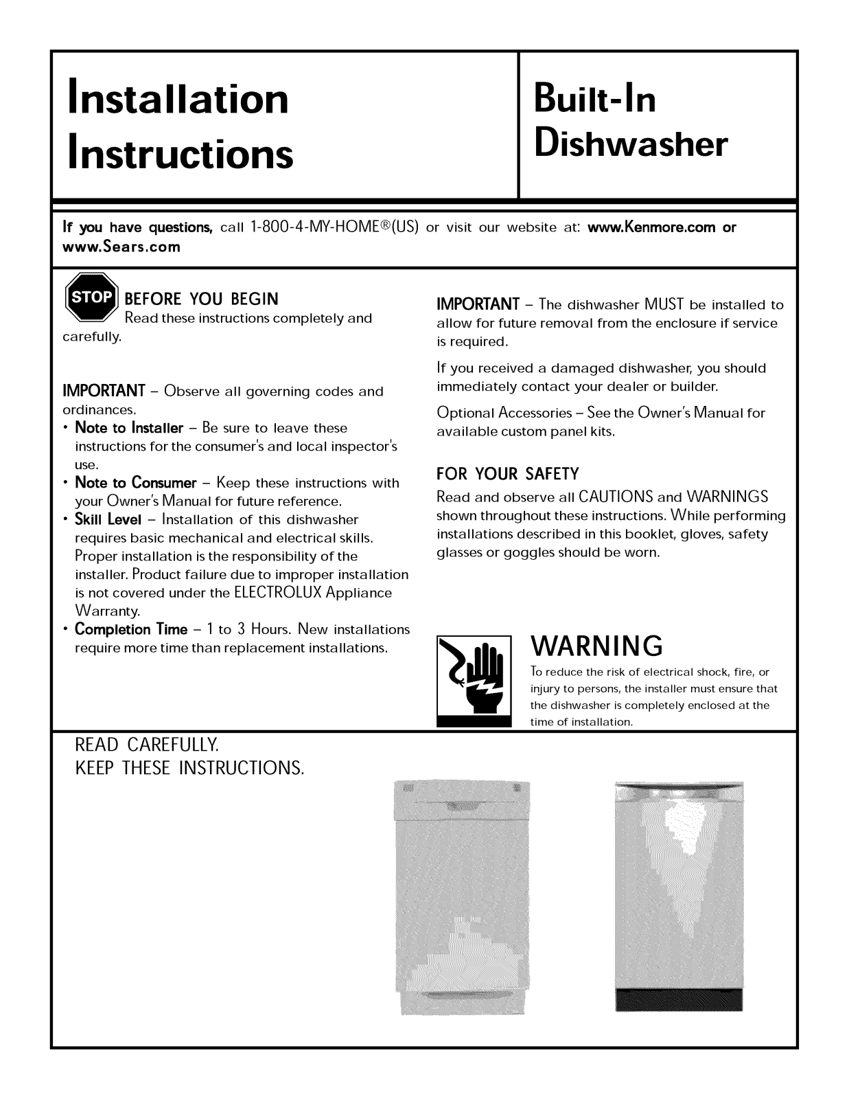 Kenmore 58714662110, 58714662200A, 58714662201B, 58714663110, 58714663200A Installation Guide - ManualMachine.com