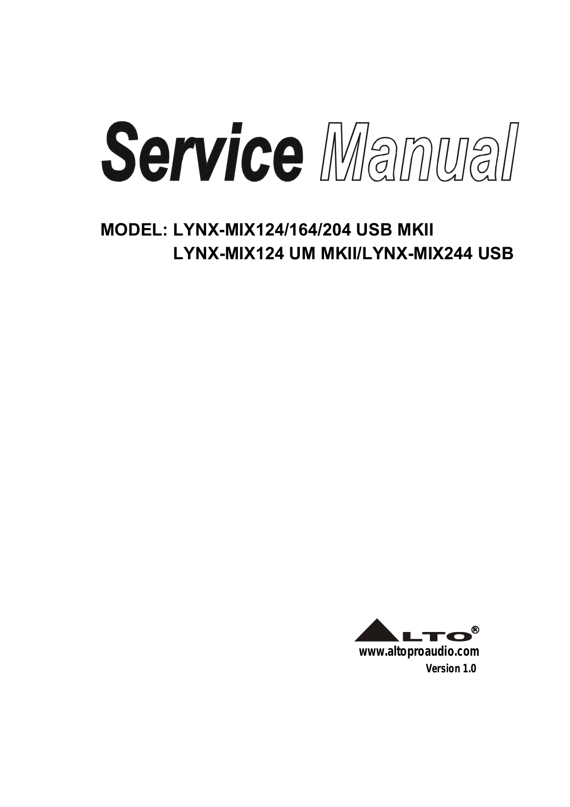 Alto Lynx-Mix244-USB Service Manual