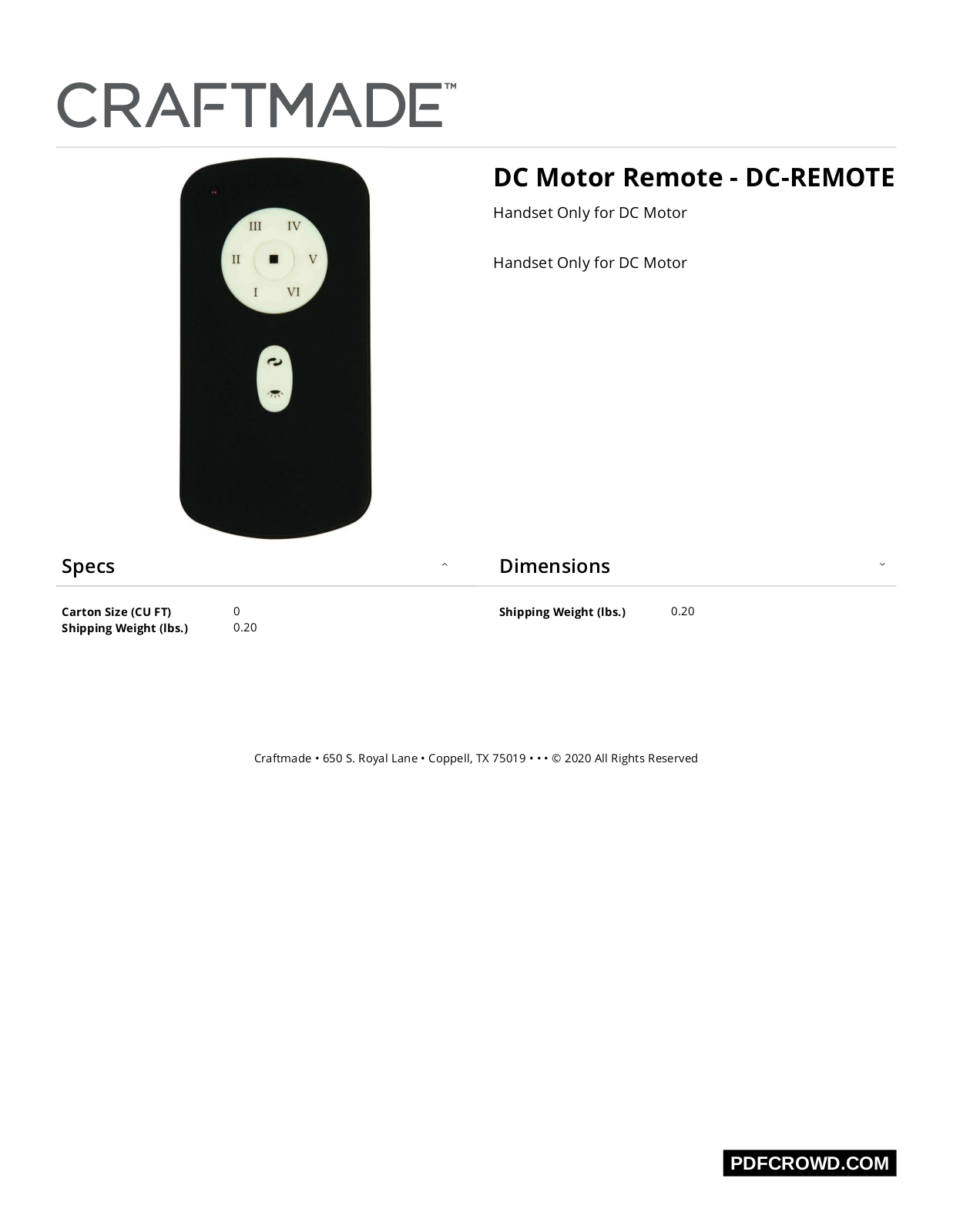 Craftmade FD9193 Specifications - ManualMachine.com