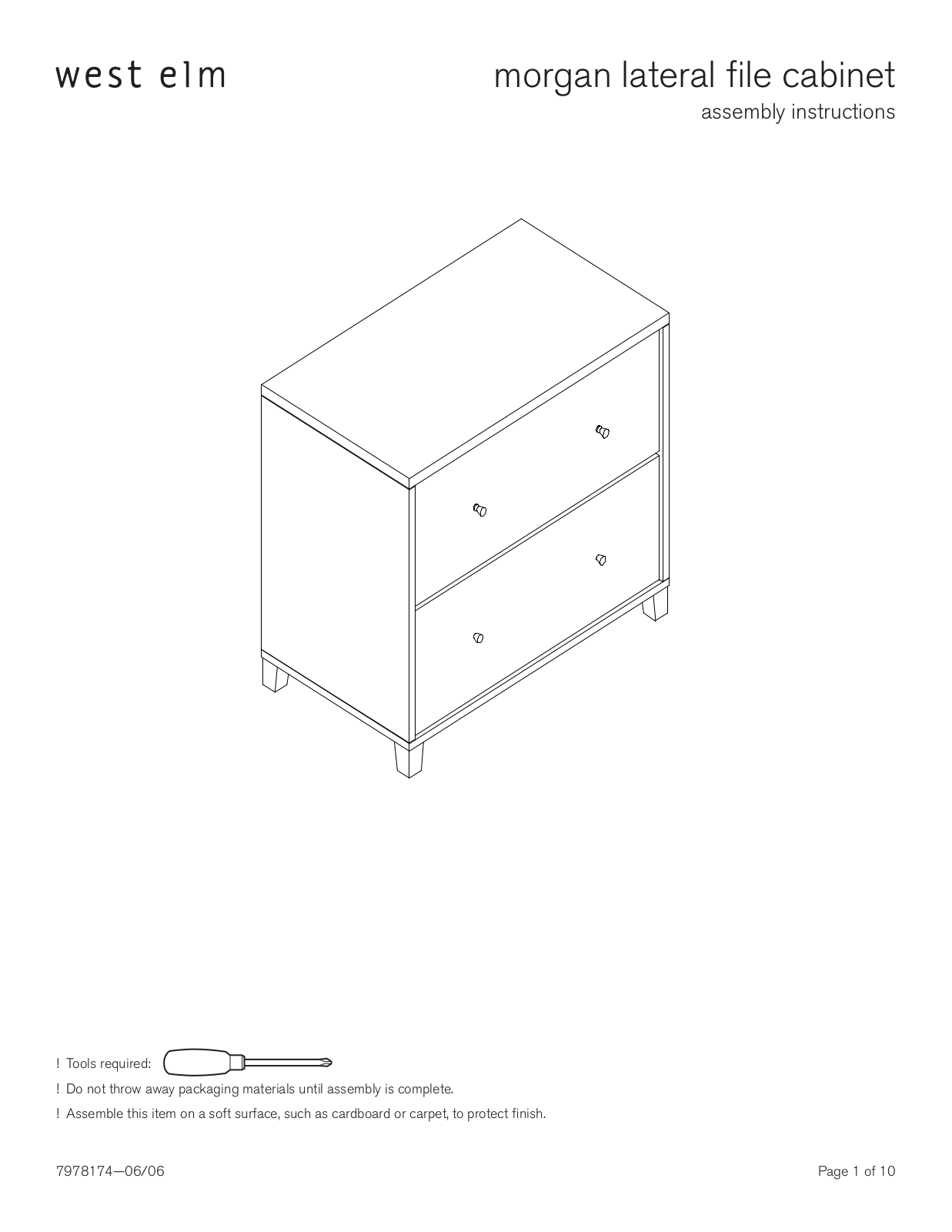 West Elm Morgan Lateral File Cabinet Assembly Instruction