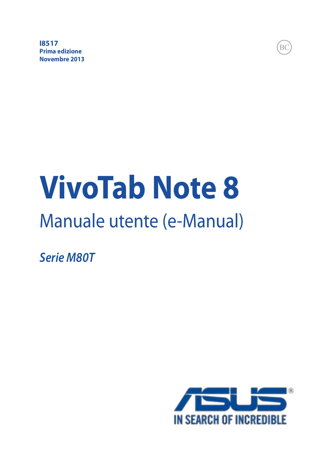 ASUS M80TA, I8517 User Manual