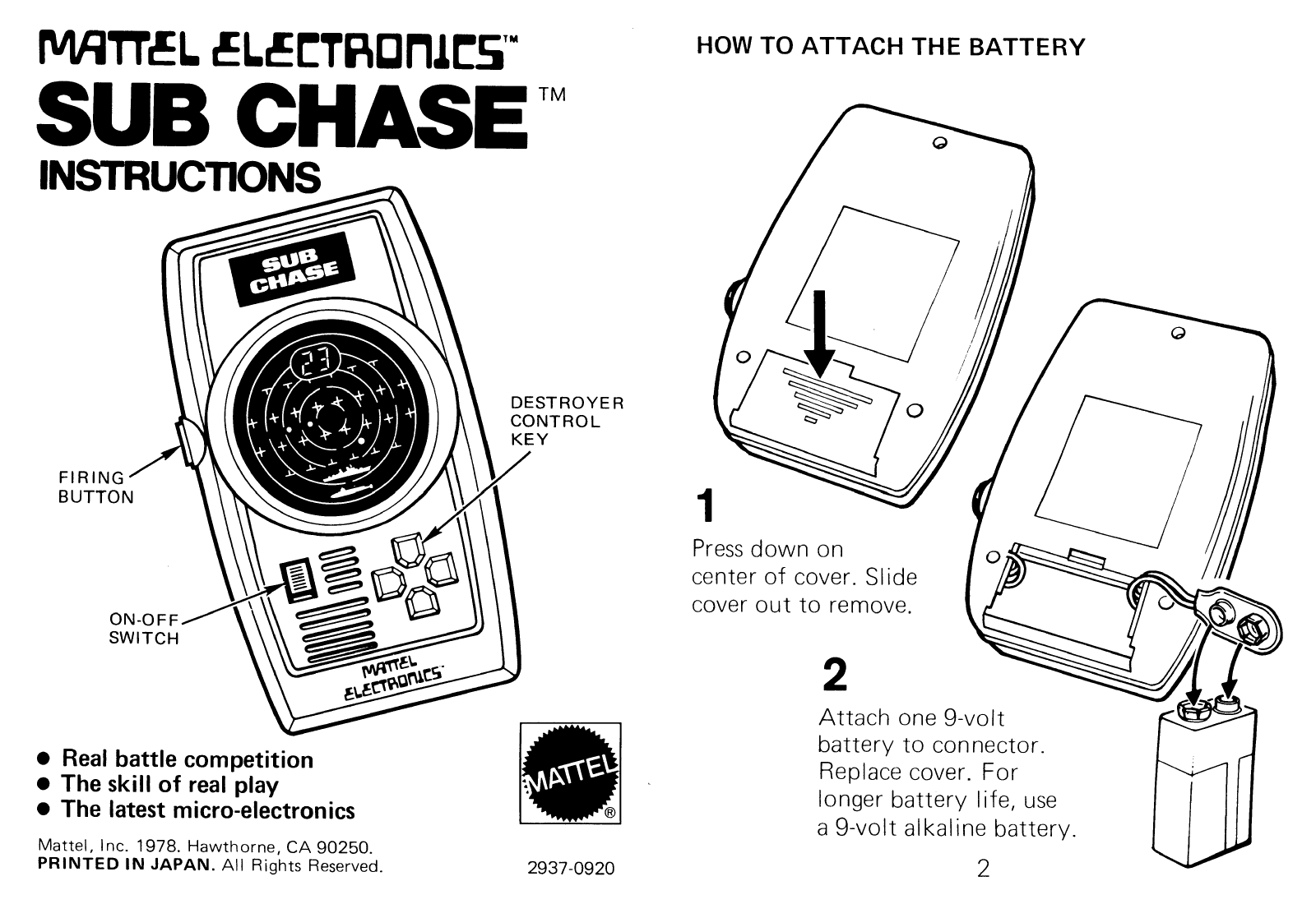 Mattel SUB CHASE User Manual