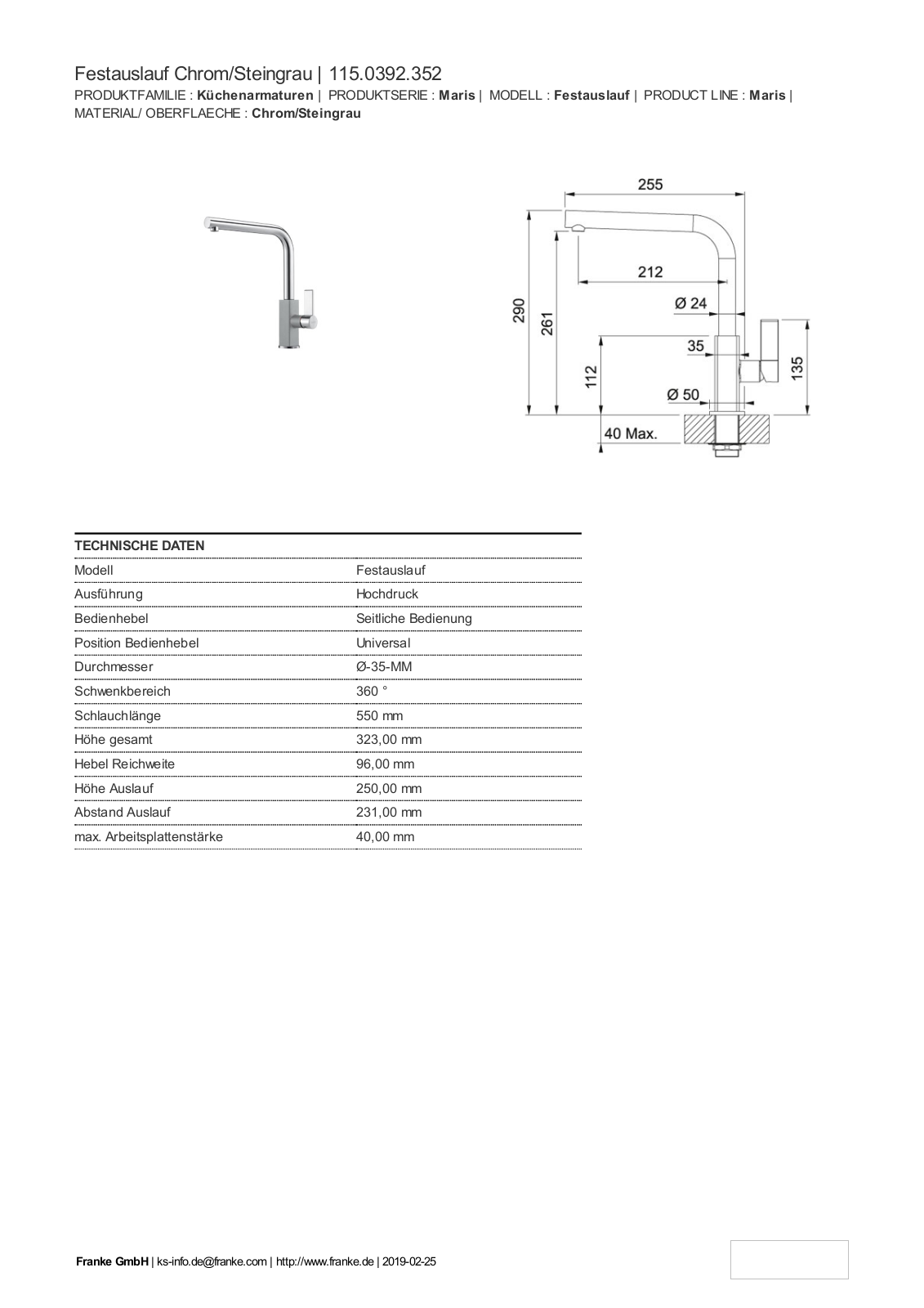 Franke 115.0392.352 Service Manual