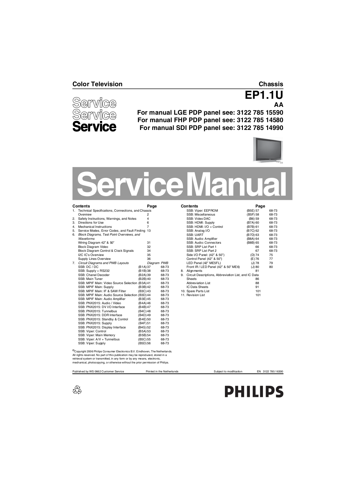Philips EP1.1UAA Service Manual
