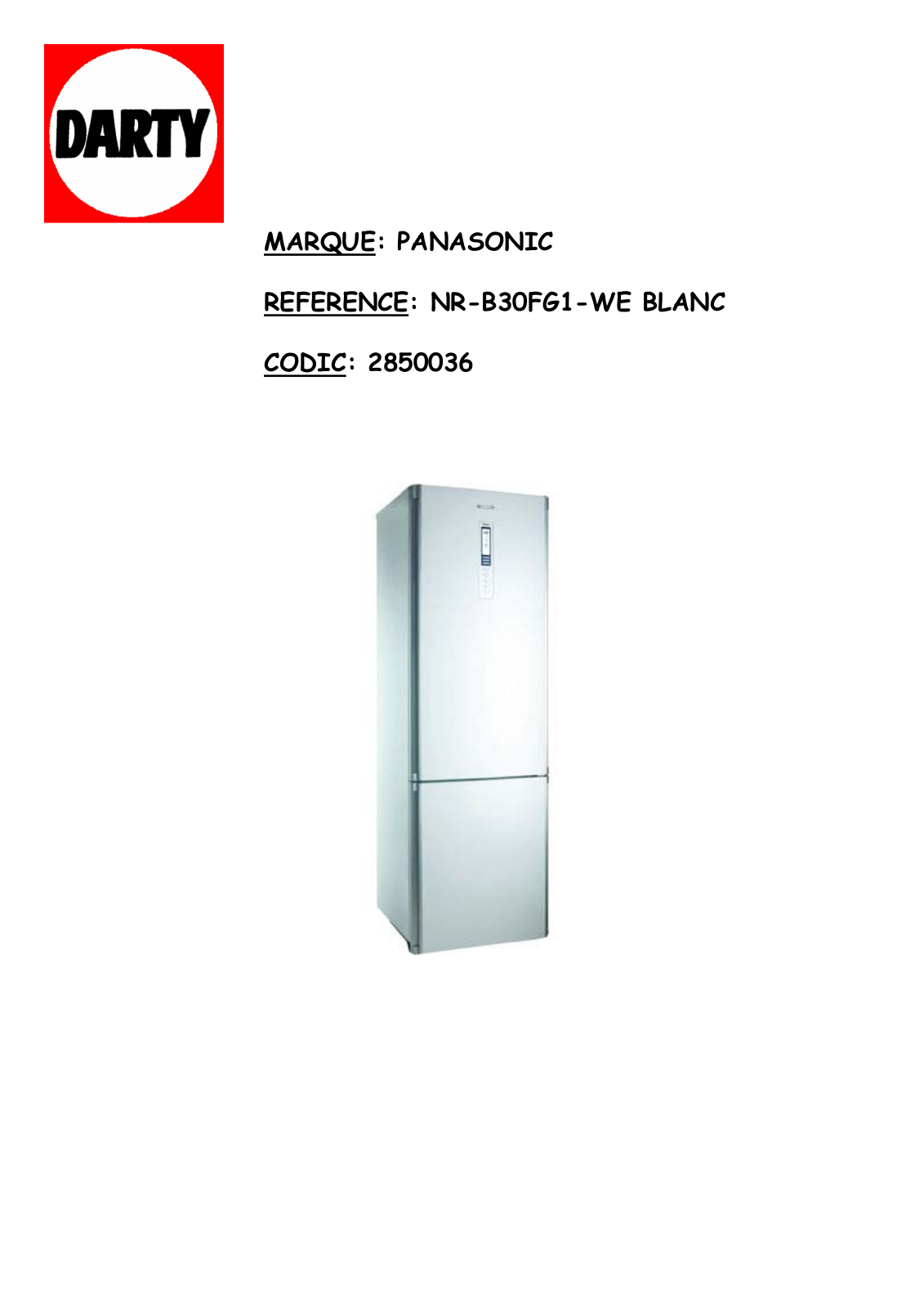 PANASONIC NR-B30FG1-WB, NR-B30FG1-WE, NR-B30FX1-XB User Manual