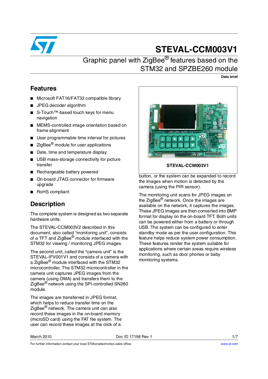 ST CCM003V1 User Manual