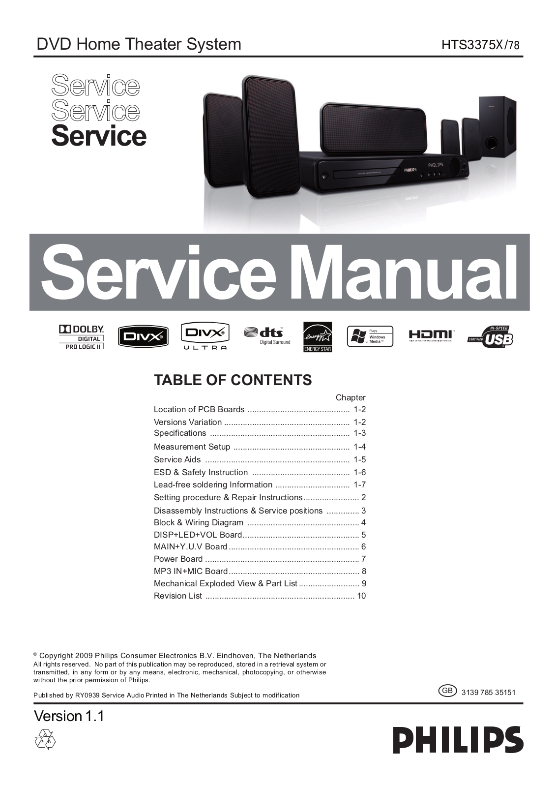 Philips HTS-3375-X Service Manual