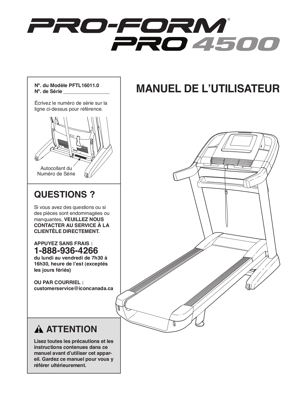 ProForm PFTL160110 User Manual