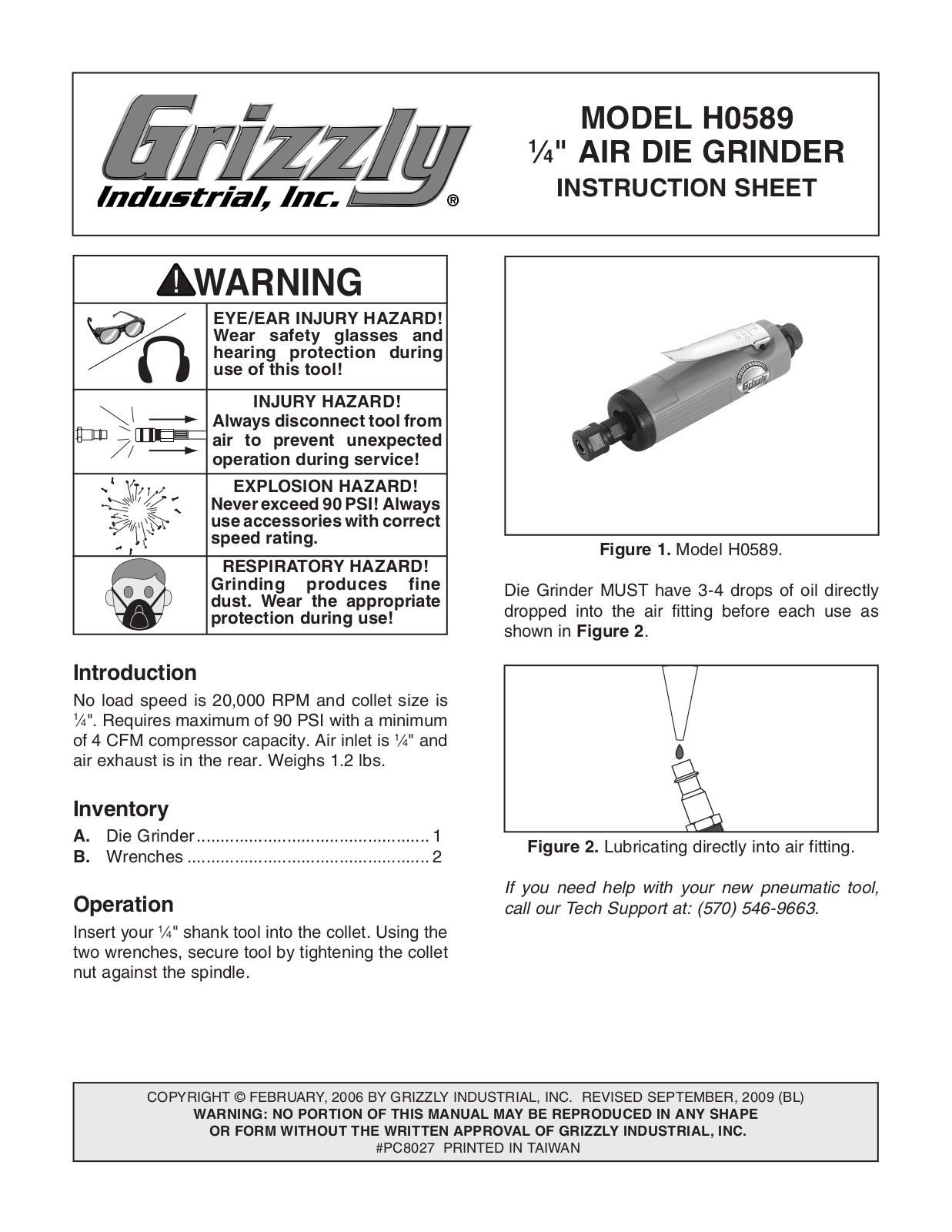 Grizzly H0589 User Manual