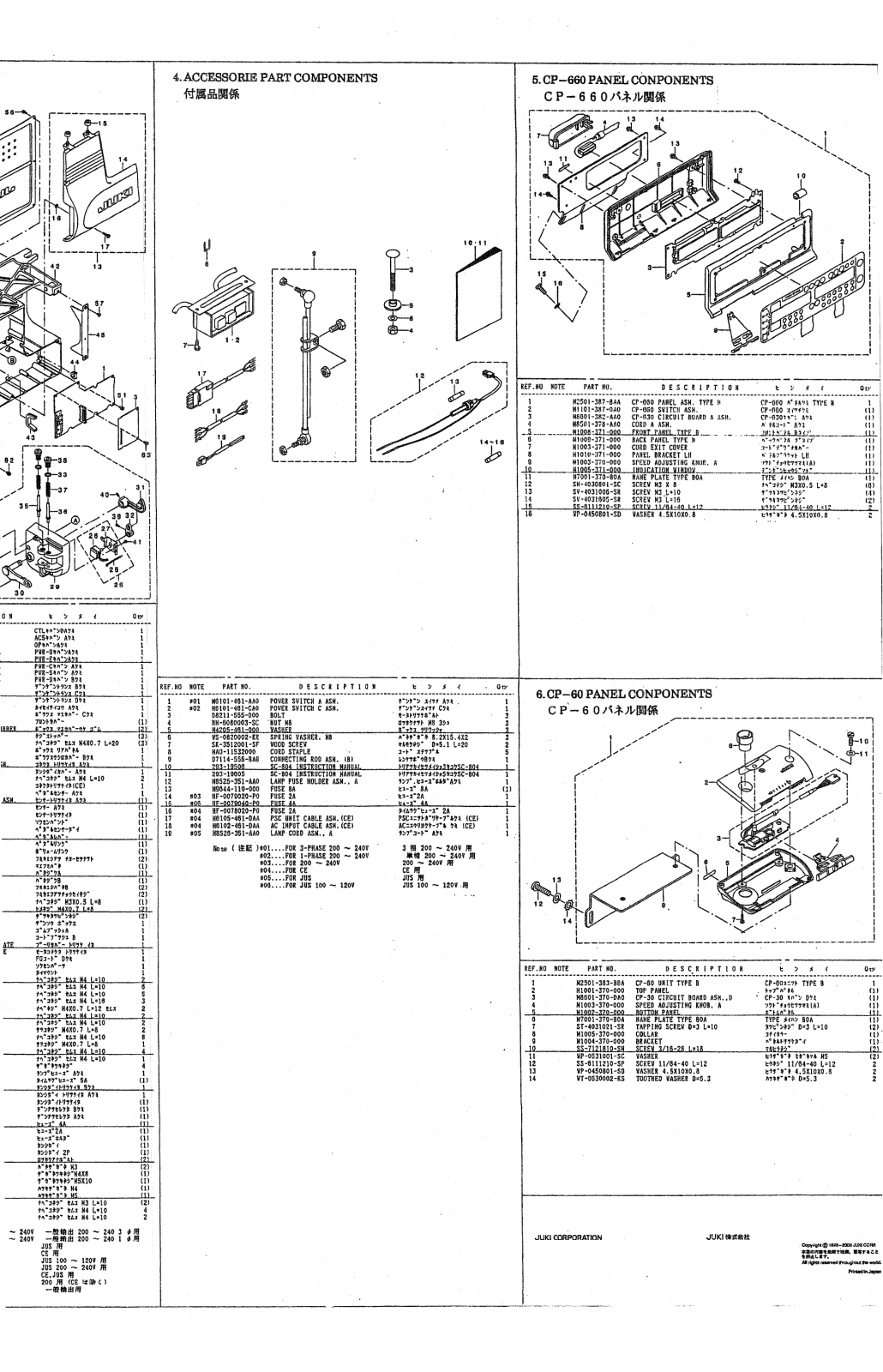 Juki SC-804 Parts List