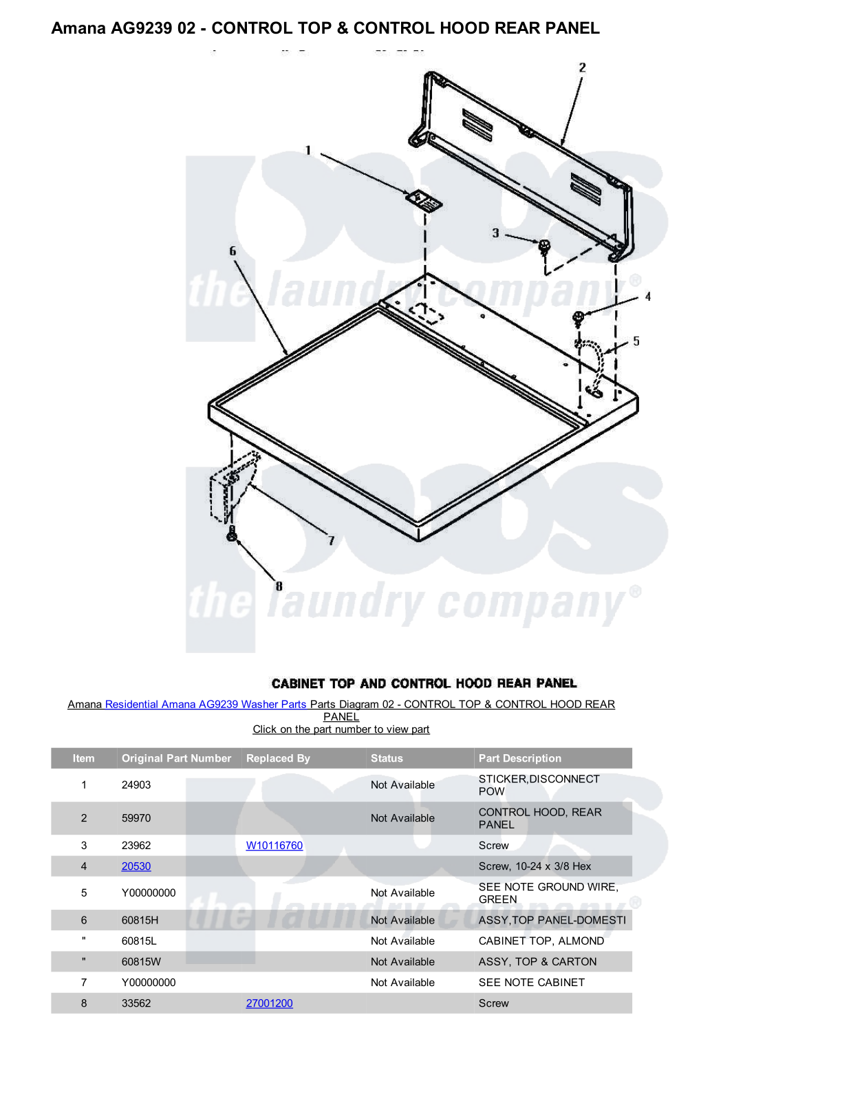 Amana AG9239 Parts Diagram