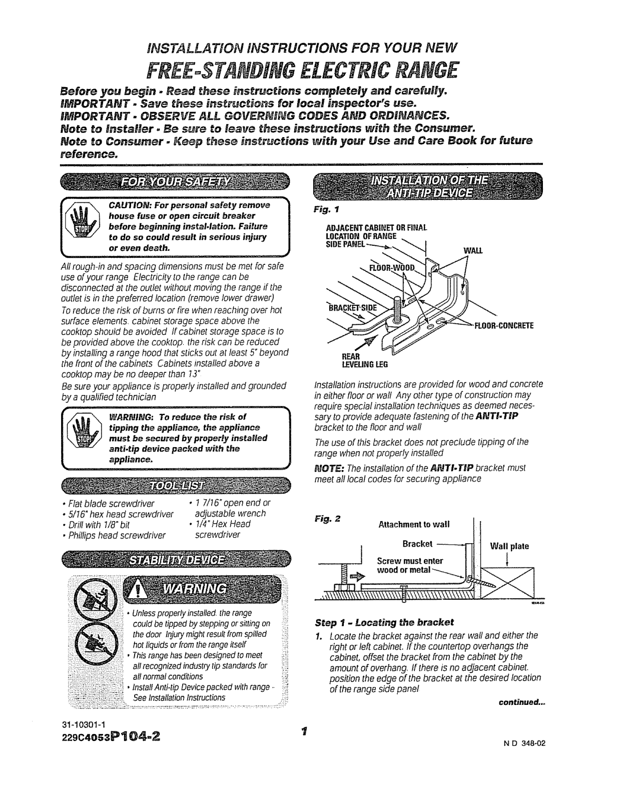 Kenmore 91195982990, 91195987990, 91195989990, 91195409000, 91195402000 Installation Guide - ManualMachine.com