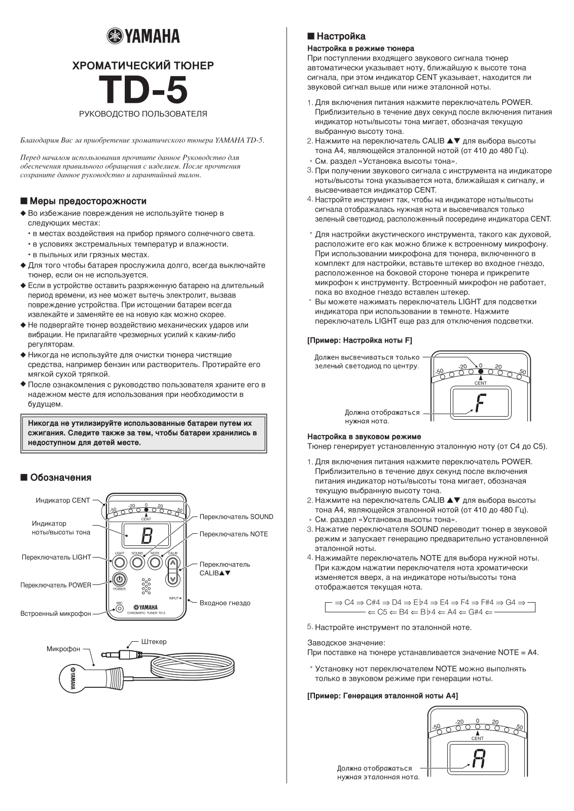 Yamaha TD-5 User Manual
