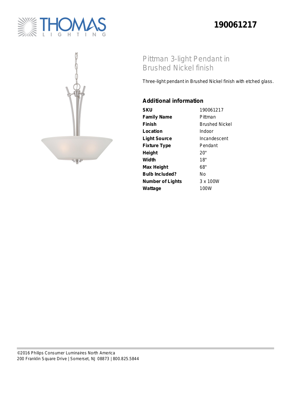 Thomas Lighting 19006NICKEL User Manual - ManualMachine.com