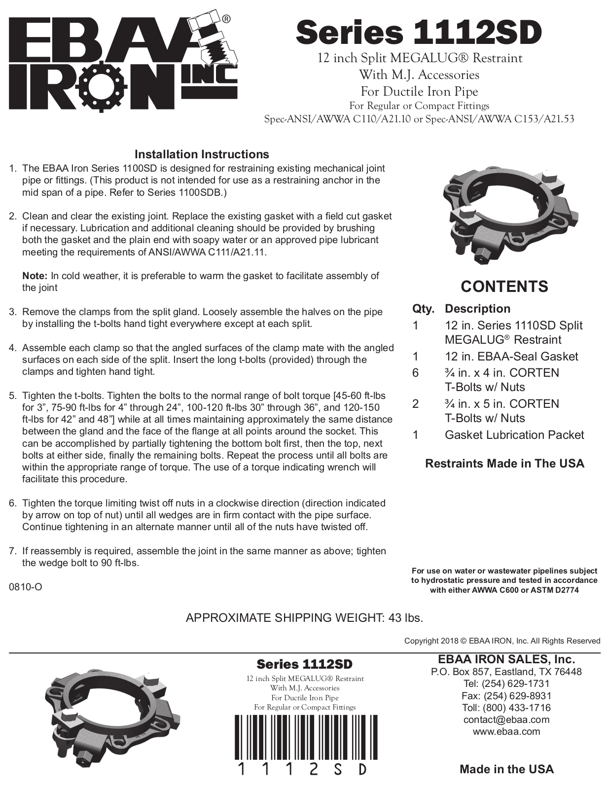 EBAA Iron 1112SD Installation Manual