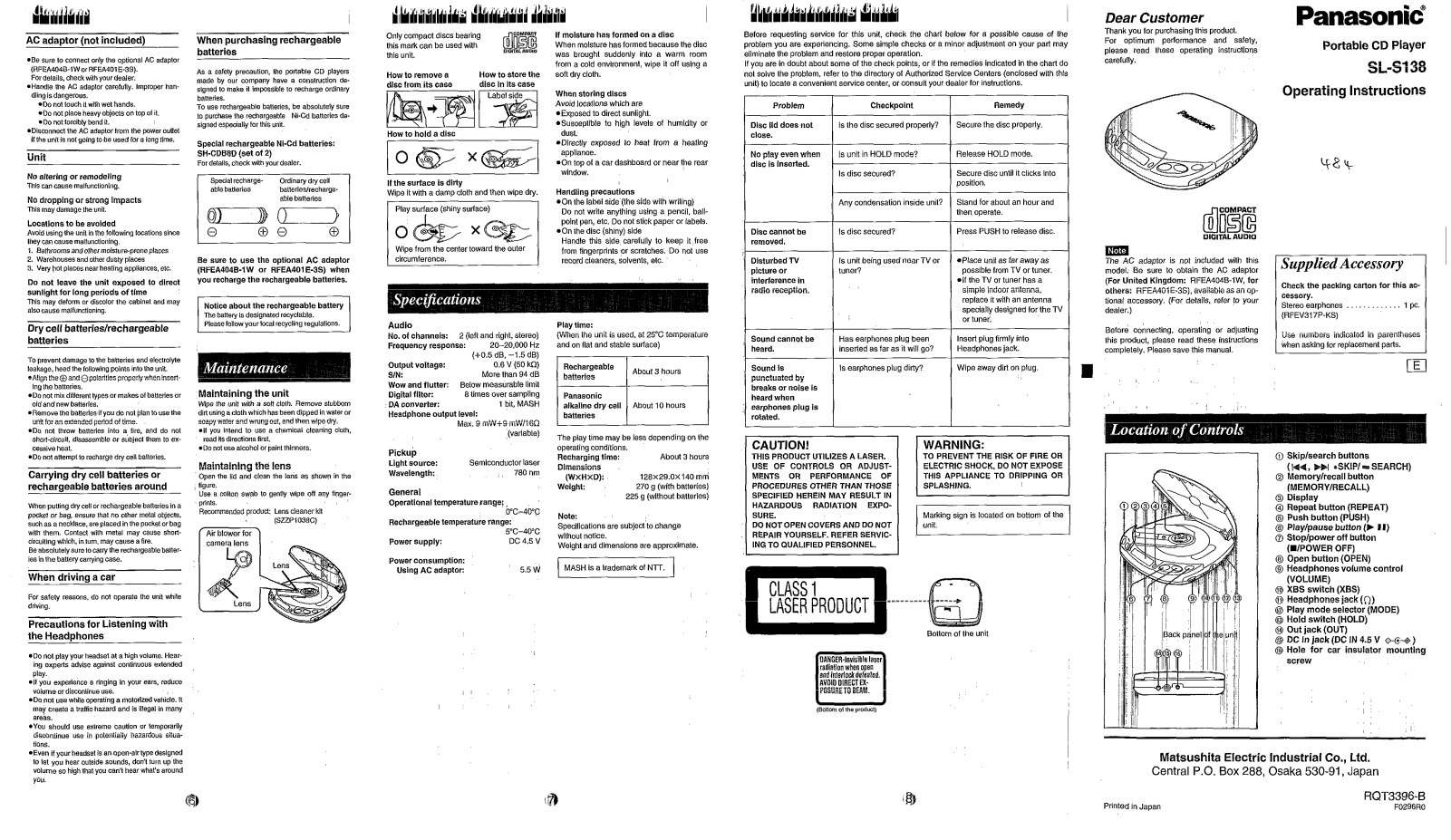 Panasonic SL-S138 User Manual