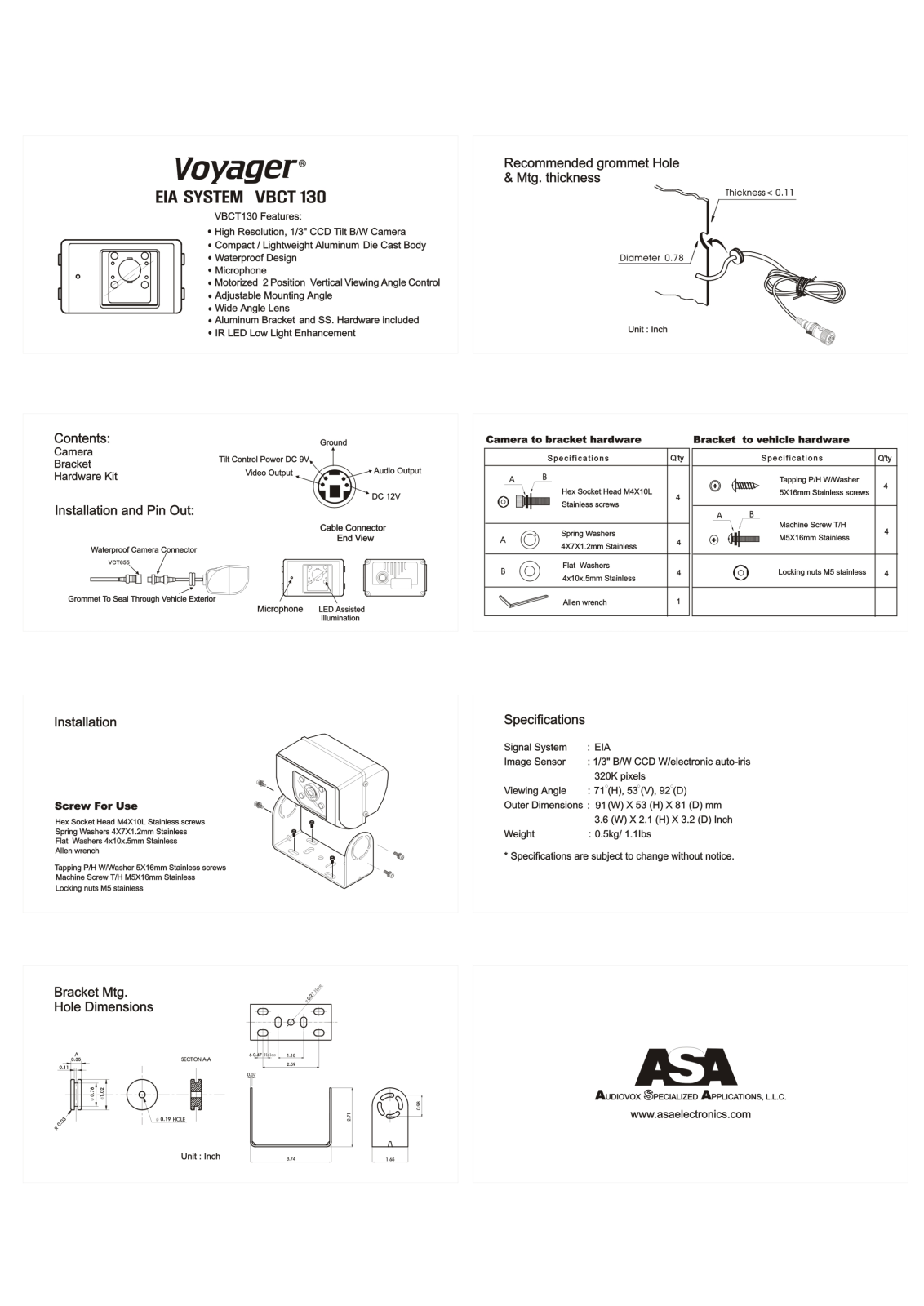 ASA VBCT130 Owner's Manual