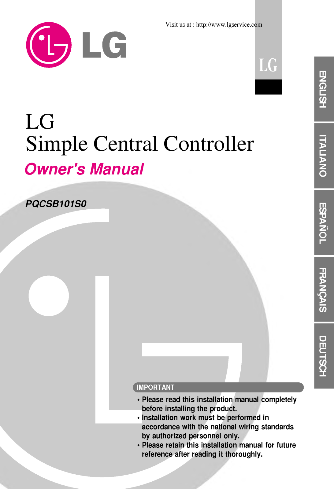 LG PQCSB101S0 User Manual