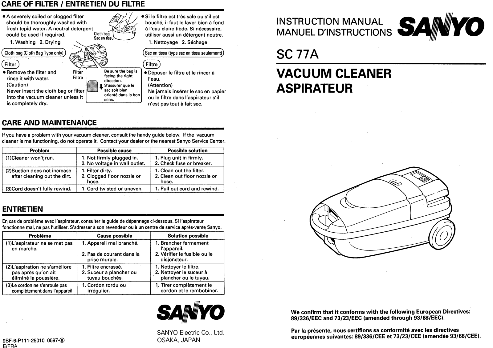 Sanyo SC-77A Instruction Manual