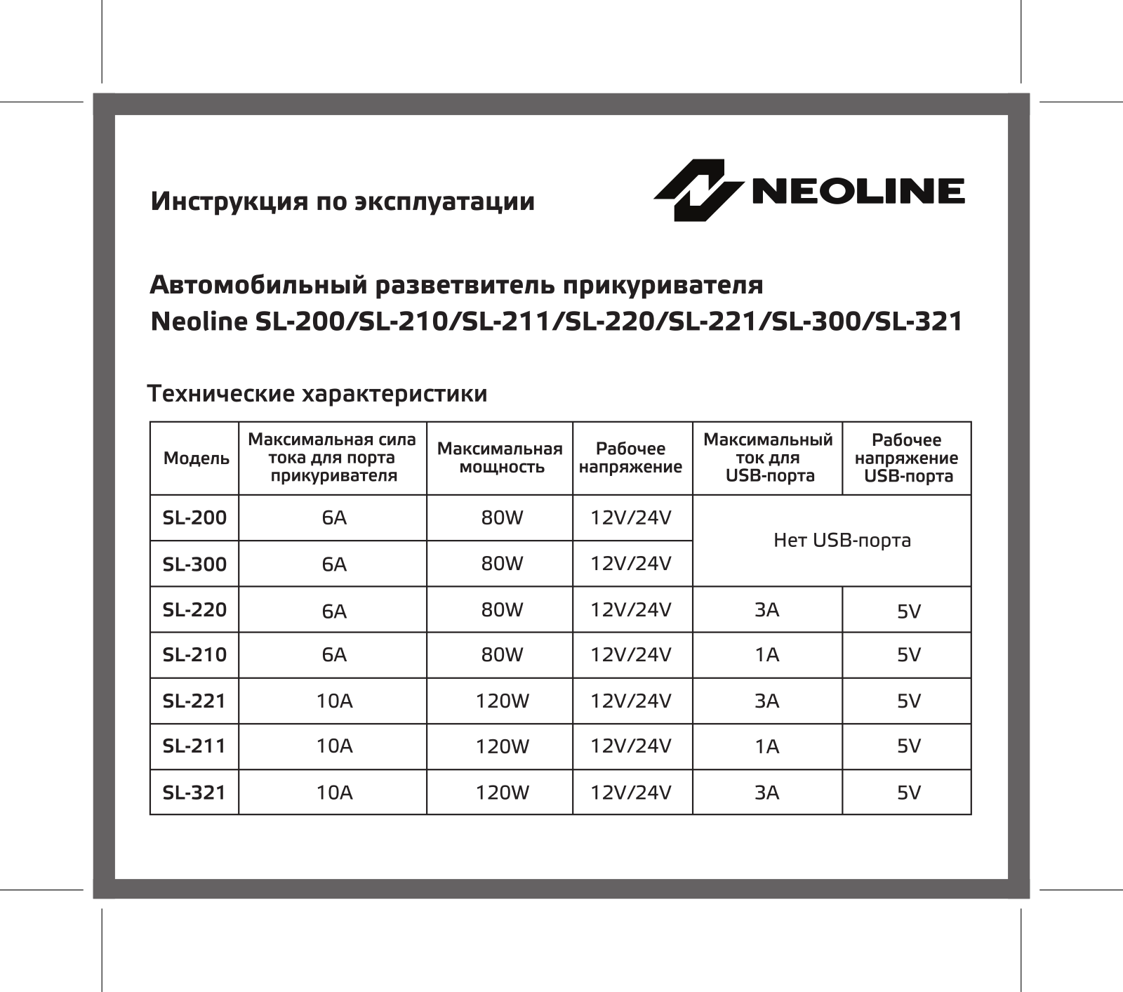 Neoline SL-200 User Manual