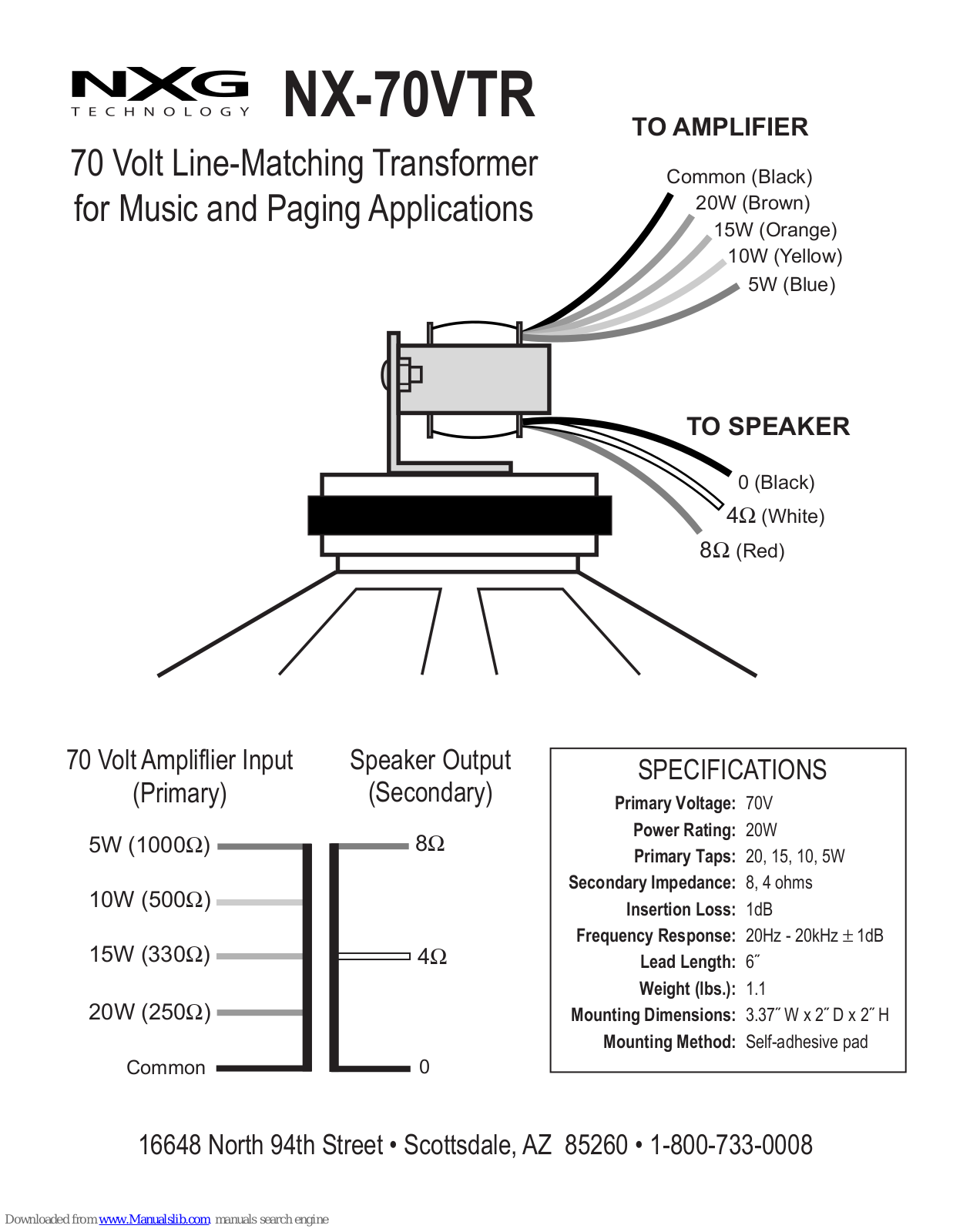 Nxg 70VTR, NX-70VTR Specifications - ManualMachine.com