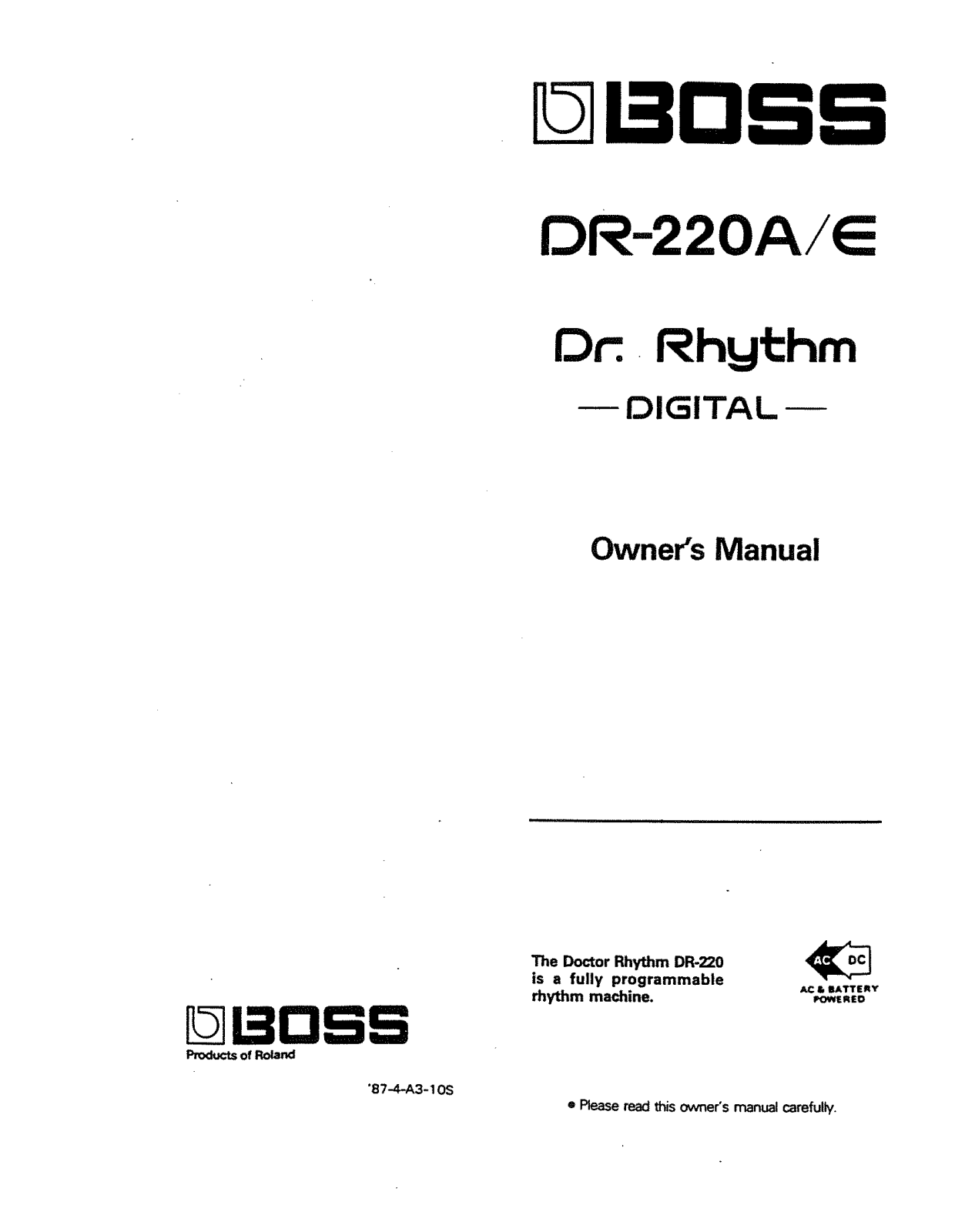 Boss DR-220A User Manual