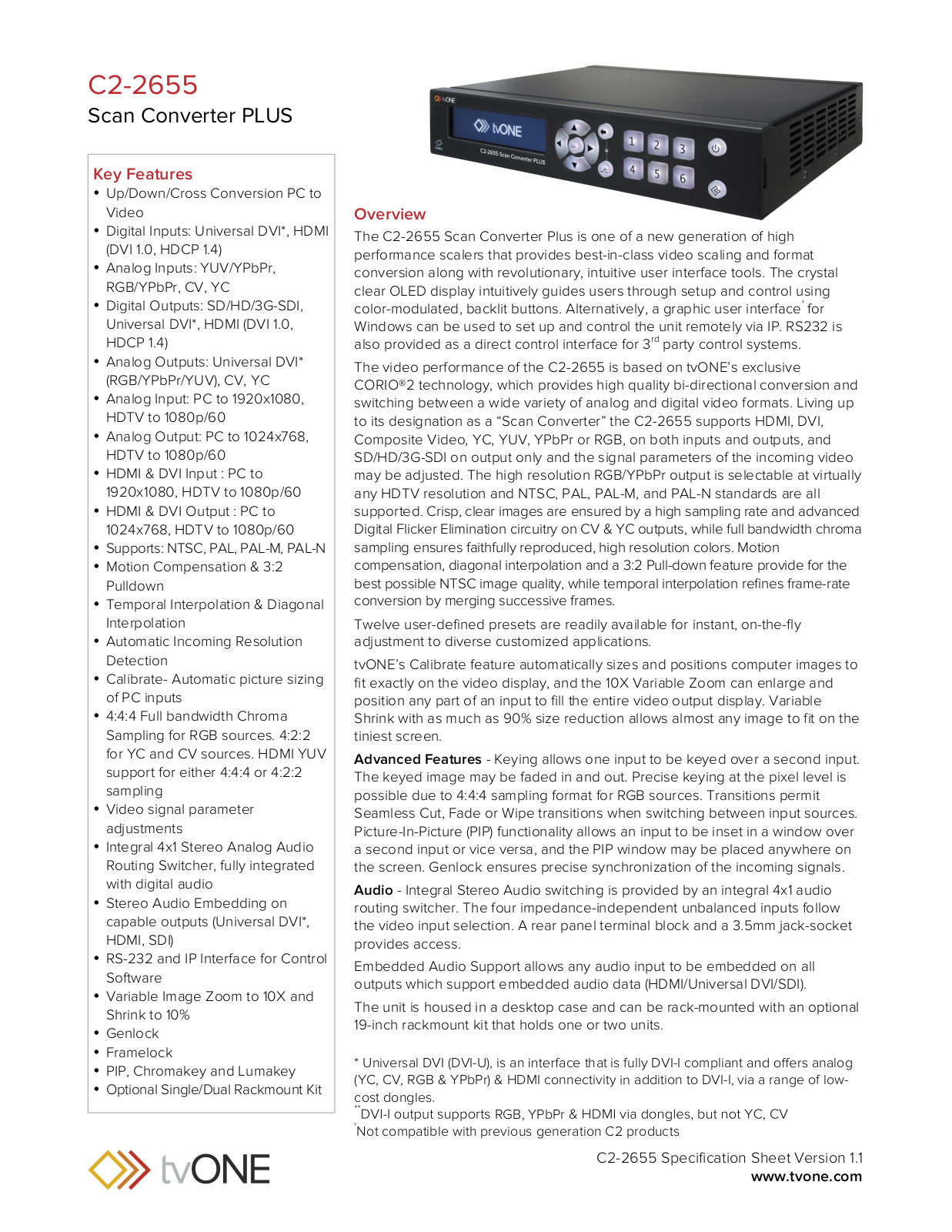 Tv One C2-2655 Datasheet