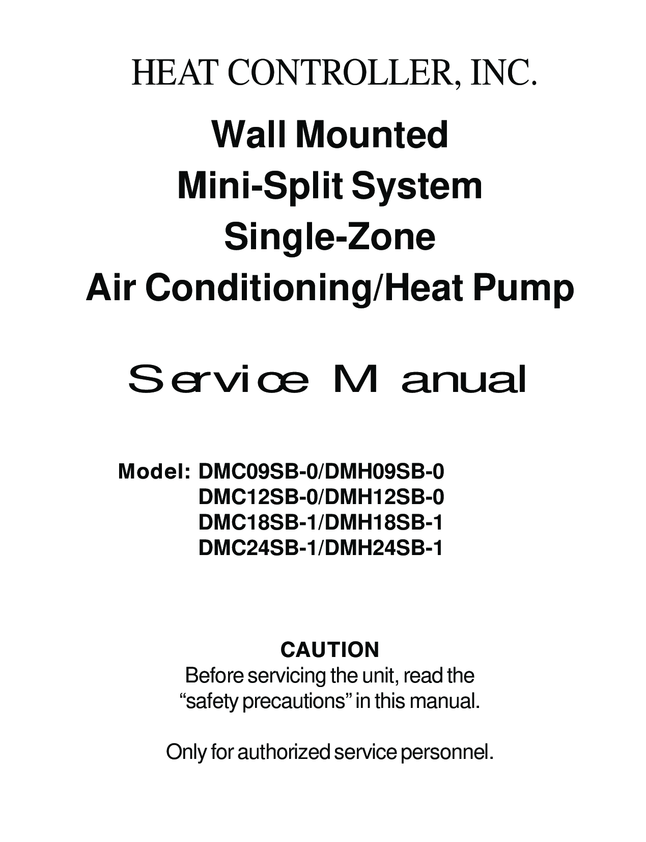 Heat Controller DMH09SB-0, DMC18SB-1, DMH24SB-1, DMC12SB-0, DMH12SB-0 User Manual