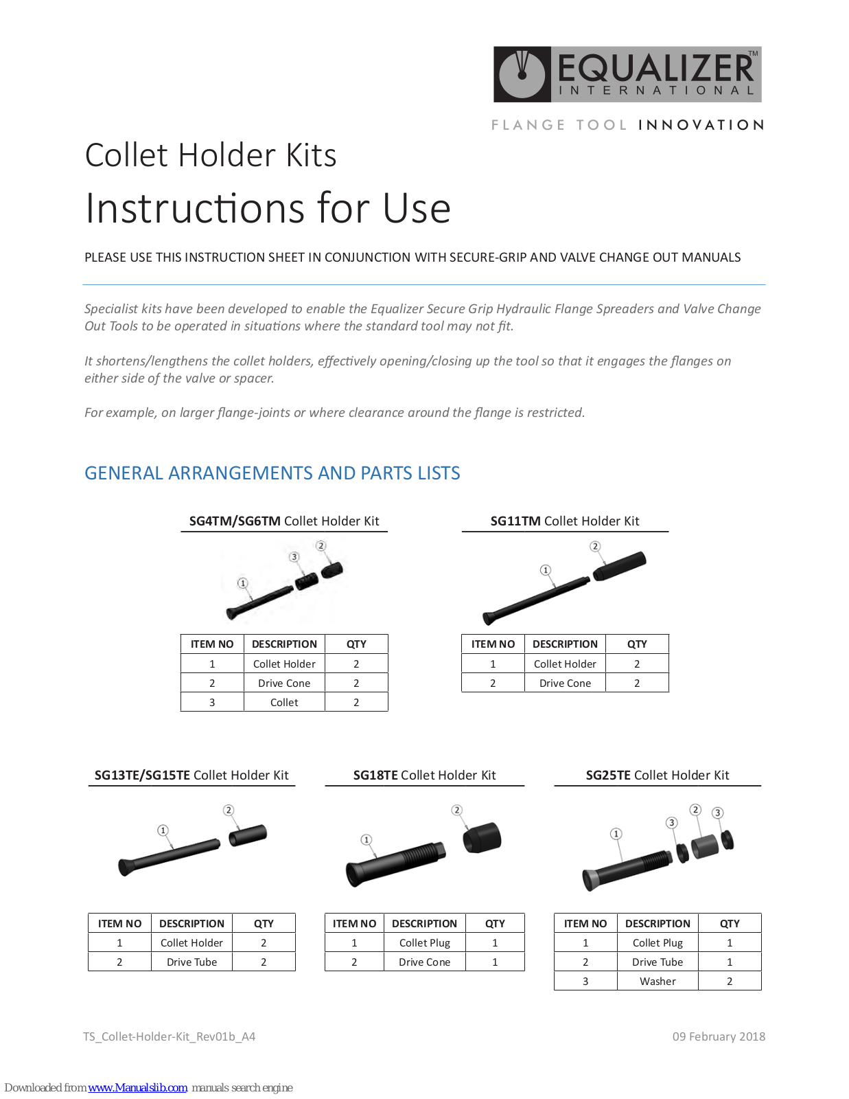 Equalizer SG4TM, SG6TM, SG11TM, SG13TE, SG18TE Instructions For Use Manual