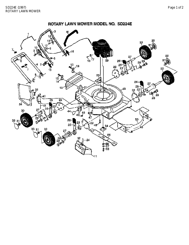 AYP SD224E Parts List